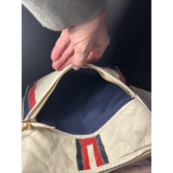 Ralfeaux Leather Purse Mr. Ralph British Hong Kong Cream Navy Red Crossbody Bag - Picture 11 of 12